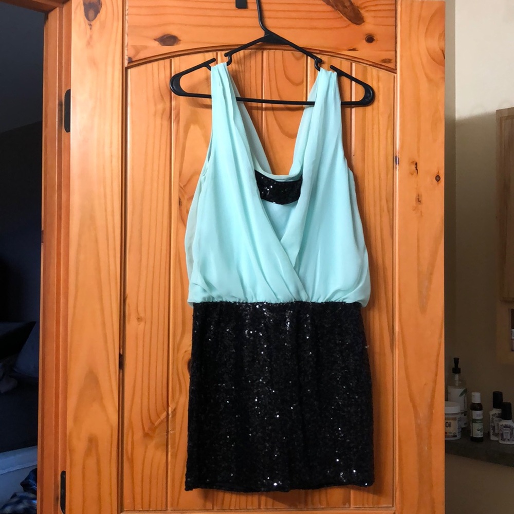 Teal and black sequin dress size Medium